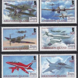 2008 Ascension Island. SG.1010-15  90th Anniversary of The Royal Air Force. set 6 values U/M (MNH)