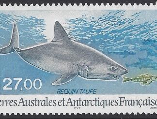 1998  French Antarctic. SG.390 Portbeagle Shark pursuing fish.  U/M (MNH)