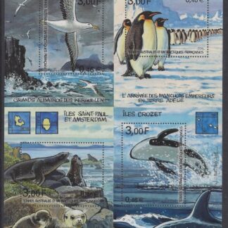 2001 French Antarctic.  MS.444 Wildlife on French Antarctic. mini sheet. U/M (MNH)