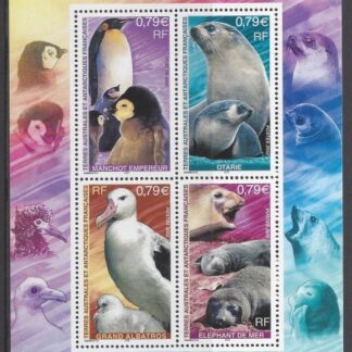 2002 French Antarctic.  MS.489  Antarctic Animals and their Young. mini sheet. U/M (MNH)