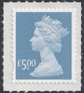 U2916 £5.00 azure 'MAIL' DLR U/M (MNH)