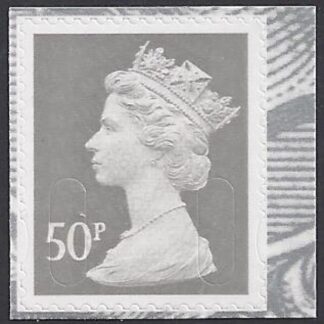 U2917  50p grey 'MPIL'   'MA10'  break at bottom  Walsall   U/M  (MNH)