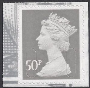 U2917 50p grey 'MPIL' 'MA10' break at top & bottom Walsall U/M (MNH)