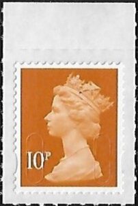 U2923 10p dull orange 'M17L' plain backing paper DLR U/M (MNH)