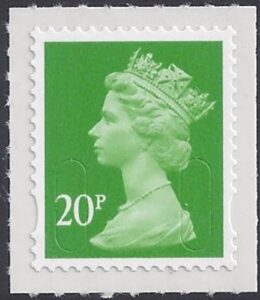 U2924   20p bright green  'M12L'   DLR  U/M (MNH)