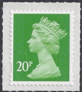 U2924   20p bright green  'MA13L'   DLR  U/M (MNH)