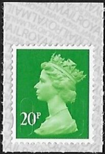 U2924   20p bright green  'M17L'   SBP L/s  DLR  U/M (MNH)