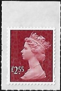 U2962  £2.55  deep rose red  'M17L'  plain backing     DLR  (MNH)