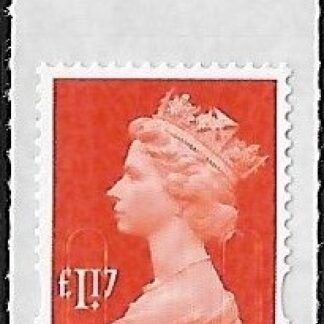 U2937  £1.17 orange red  'M17L'  plain backing   DLR  U/M  (MNH)