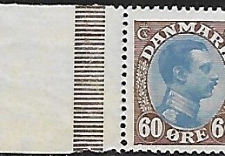 1919 Denmark. King Christian X  SG.161  60ö  blue & brown marginal example U/M (MNH)