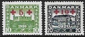 1921 Denmark SG.214-5 Red Cross set 2 values U/M (MNH)