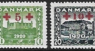 1921 Denmark SG.214-5 Red Cross  set 2 values U/M (MNH)
