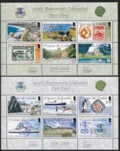 2006 Tristan Da Cunha. MS865 500th Anniversary of Discovery of Tristan Da Cunha. 2nd series. mini sheets (2) U/M (MNH)