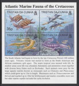 1997 Tristan Da Cunha. MS610 Atlantic Marine Fauna (1st series) Cretaceous Period. mini sheet. U/M (MNH)