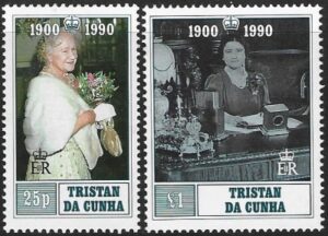 1990 Tristan Da Cunha SG.498-9 90th Birthday Queen Mother. 2 values U/M (MNH)