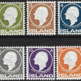 1911 Iceland SG.96-101  Birth Centenary of Jon Sigurdssen. Historian and Althing member  set 6 values U/M (MNH)
