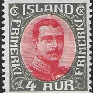 1920 Iceland SG.118  King Christian X   4a scarlet and grey. U/M (MNH)