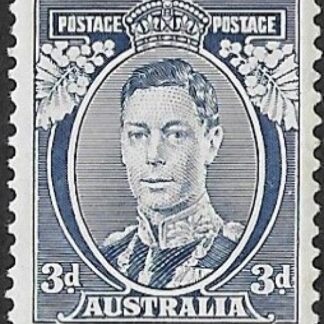 1937 Australia. SG.168a  KGVI 3d blue Die 1 White Wattles. U/M (MNH)