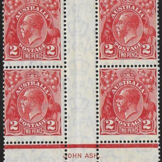 1931  Australia.  SG.127  KGV 2d Golden Scarlet. Die III block of 4U/M (MNH)