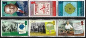 2008 Tristan da Cunha. SG.919-24 Alan B. Crawford (Founder of Tristan da Cunha Association & Author) set 6 values U/M (MNH)