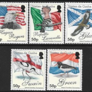2010  Tristan da Cunha.  SG.988-92  Island Families Surnames. set 5 values U/M (MNH)