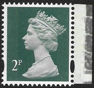 U3071  2p 2B deep green  'M13L'  'MPIL'  DY7  Walsall  U/M (MNH)