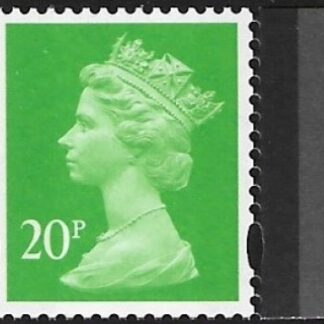 U3075  20p  2B  bright green 'M14L'  'MPIL'  DY11  Enschedé  (2)   U/M  (MNH)
