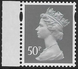 U3076  50p 2B grey  'M13L'  'MPIL'  (security perf at side top)  DY8  Enschedé   U/M (MNH)
