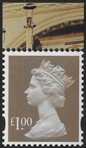 U3082   £1.00  2B  bistre brown  'M14L'  'MPIL'  DY10  Enschedé  (1) thinner value.  U/M (MNH)