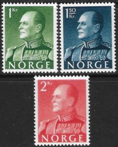 1969 Norway. SG485-7 King Olav V Phosphorised Paper set 3 values U/M (MNH)