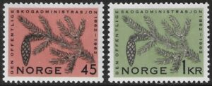 1955 Norway. SG525-6 Centenary of State Forestry Administration. set 2 values U/M (MNH)