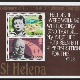 1974  St. Helena.  MS.306  Birth Centenary of Sir Winston Churchill. mini sheet.  U/M (MNH)