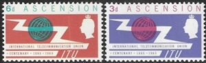 1965 Ascension Island. SG.87-8 ITU Centenary set 2 values U/M (MNH.