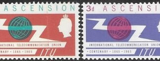 1965  Ascension Island.  SG.87-8  ITU Centenary  set 2 values U/M (MNH.