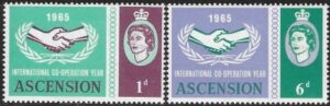1965 Ascension Island. SG.89-90 International Co-operation Year. set 2 values U/M (MNH)