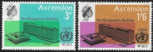 1966 Ascension Island. SG.97-8 Inauguration of WHO Headquarters. set 2 values U/M (MNH)