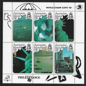 1989 Ascension Island. SG.498-505 Philex France 1989 International Stamp Exhibition. set 6 values U/M (MNH)