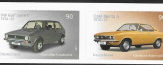 2017  Germany SG.4117-8  Motor Cars - Opel Manta & VW Golf. self adhesive ex booklet stamps. 2 values U/M (MNH)