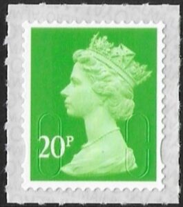 U2924 20p bright green M18L SBP L/s  Walsall (ISP) U/M (MNH)