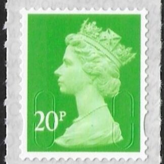 U2924 20p bright green M18L SBP L/s  Walsall (ISP) U/M (MNH)