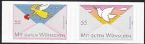 2010  Germany. SG.3646-7  Post- greetings Stamps 2 values S/Adhesive ex booklet. U/M (MNH)