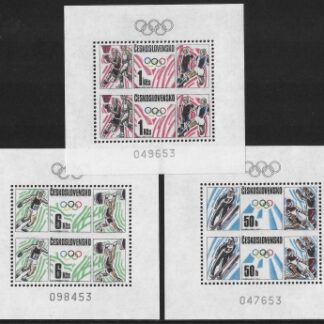 1988 Czechoslovakia SG2912-14  3 numbered sheet imperf between. LIMITED PRINT U/M (MNH)