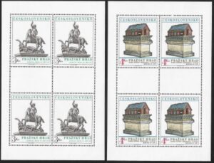 1982  Czechoslovakia  SG.2637-8 Prague Castle sheetlets of 4 U/M (MNH)