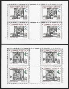 1986 Czechoslovakia SG.2842-3 Historic Bratislava 10th series in sheetlets of 4 U/M (MNH)