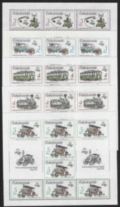 1987 Czechoslovakia SG.2880-4 Prague 88 Int. Stamp Exhibition 5 values in sheetlets of 8 U/M (MNH)