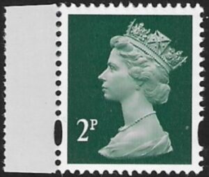 Y1668  2p deep green. blue fluor.ex DY3 Walsall U/M (MNH)
