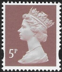 Y1670  5p 2B dull red-brown blue fluor ex sheet  Harrison  U/M (MNH)