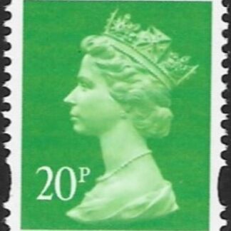 Y1685  20p CB bright green. blue fluor ex sheet   Harrison  U/M (MNH)