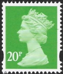 Y1685  20p CB bright green,  blue fluor ex FH42 Questa  U/M (MNH)