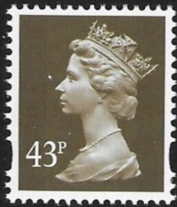 Y1716  43p  2B deep olive-brown. blue fluor. ex sheet  Enschede   U/M (MNH)
